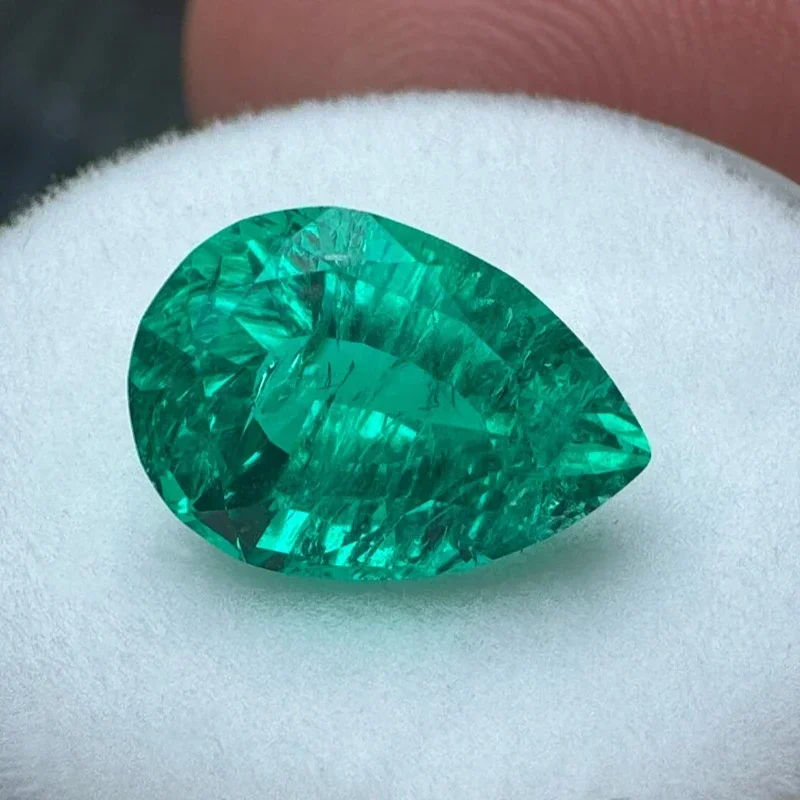 

Top Pear Shape Colombia Emerald Lab Grown Stones Natural Colour Rich Content Charms for Jewelry Making Extremely Shiny Wholesale