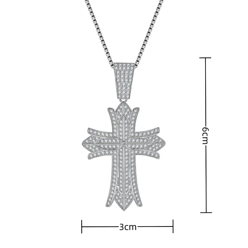 Luxury Hiphop Lab Diamond Cross Pendant 14K Gold Party Wedding Pendants Necklace for Women Men Anniversary Jewelry Gift