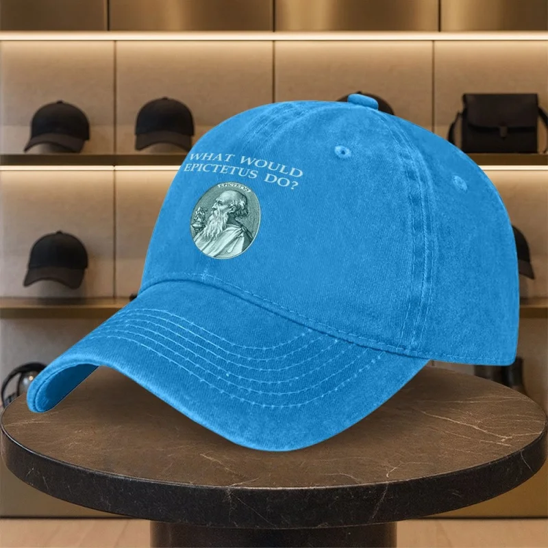 Stoic Philosopher Printed Washed Baseball Cap Unisex Casual Fashion Hat for Men Daily Commuting