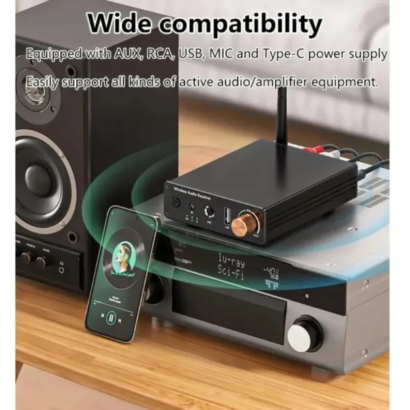 2‑in‑1 Bluetooth 5.4 Wireless Audio Adapter Low Latency Receiver Transmitter With 3.5mm AUX Port For Car TV Airplane PC Speaker
