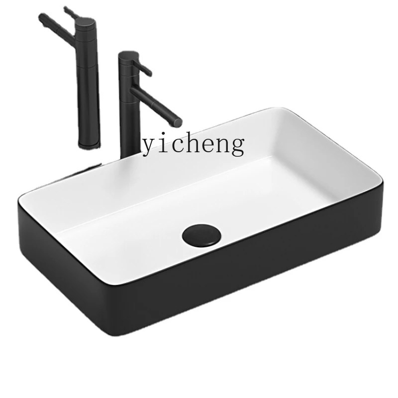 

XL Nordic Ceramic Table Basin Wash Basin Square Simple Black Basin Washbasin