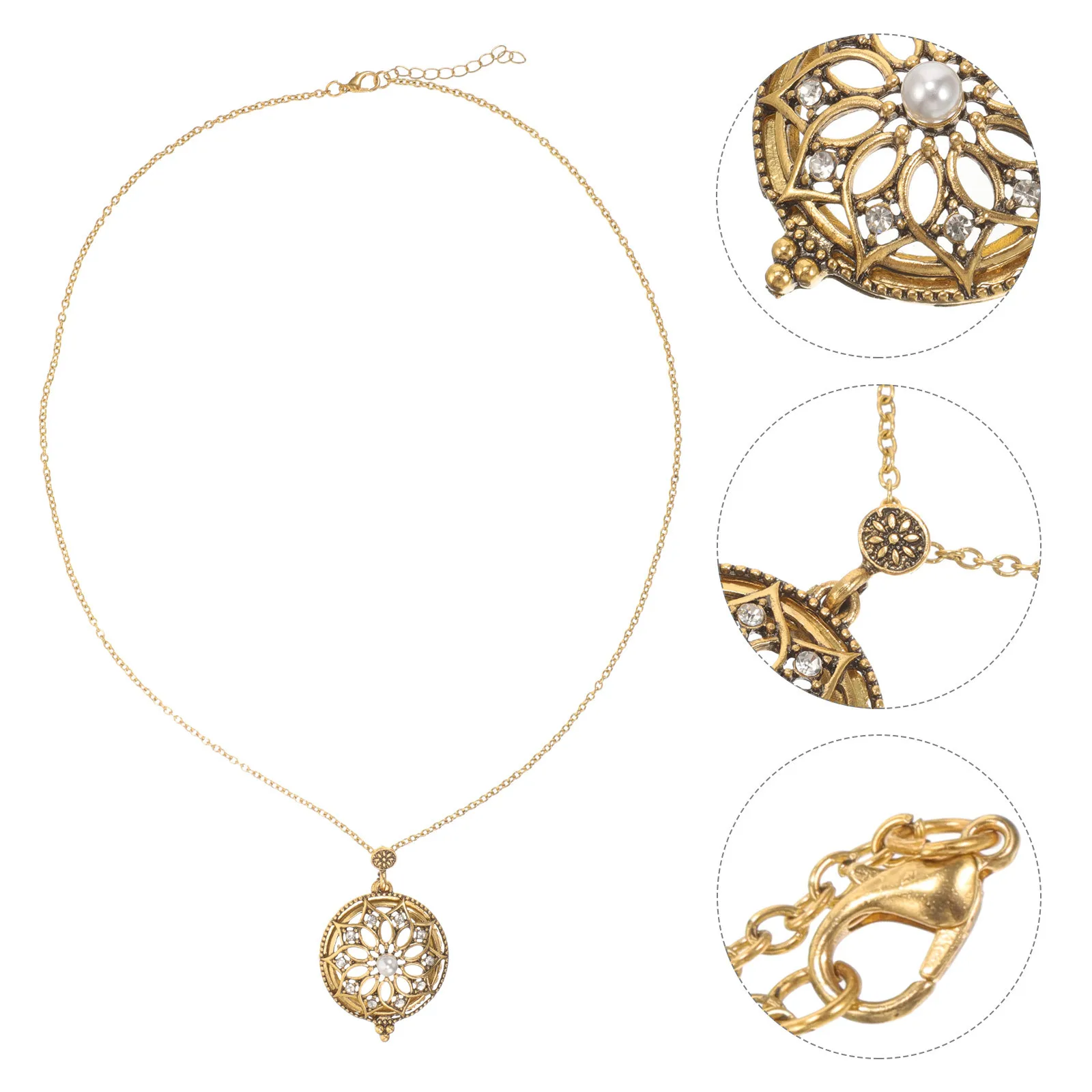 

Magnifying Glass Pendant Necklace Vintage Style Classic Color Practical Reading Magnifier Charm Necklace for Women