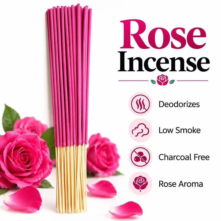 22cm Rose Fragrance Stick 24/43/86 to eliminate odors, used for studying, meditating, and relaxing in the bedroom