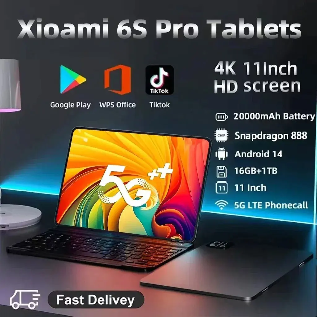 2024 Original Global Version Pad 6 Pro Snapdragon 888 Mi Tablets PC 11 inch HD 4K Android 14 16GB+1TB 5G Dual SIM Card WIFI Tab