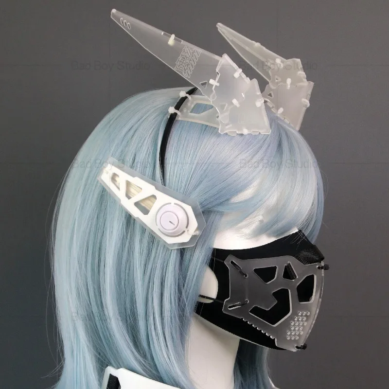 Suitable for cyberpunk headgear mechanical function wind horns dragon horns headband craftsmanship science fiction cos