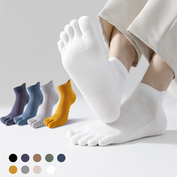 5 Pairs Summer Men's Socks Soft Meshe Breathable Cotton Sweat Absorbent Five Finger Socks Outdoor Sports Split Toe Socks