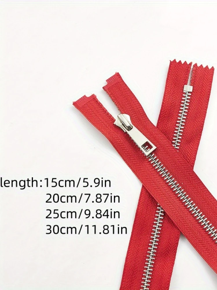 5 szt. 15-30 cm5 # Metalowy zamek błyskawiczny Srebrne zęby Zęby Y ze stopu tytanu Gładka kieszeń na torbę Skórzany zamek błyskawiczny — 2