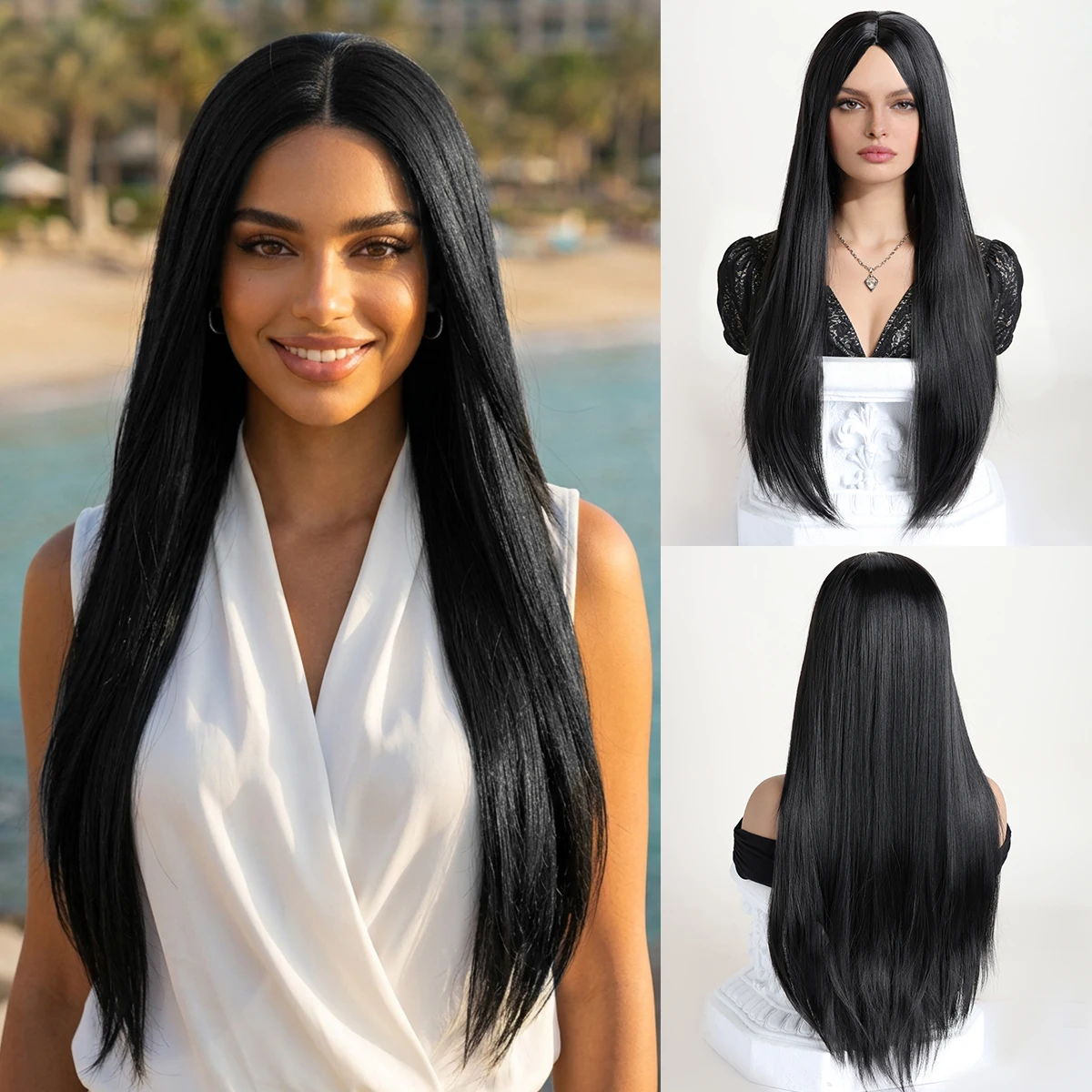 

Wig with Bangs for Women Long Straight Synthetic Wig for Daily Use, Party, Halloween, Cosplay 26 Inch Wig for Girls