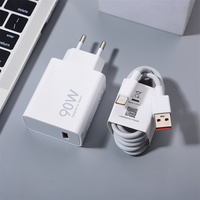 90W Max EU GaN Turbo Fast Charging Adapter for Xiaomi MI 15 14 13 Ultra 12 9 Pro 15T 14T 13T 100CM USB Type C Quick Charge Cable