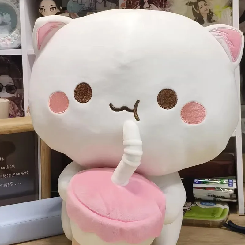 Pfirsich Katze Plüschtiere Mitao Katze ausgestopfte Plüsch puppe Kawaii Tier ausgestopft Kissen Wohnkultur Kinder Spielzeug Mädchen Geburtstags geschenk 30cm