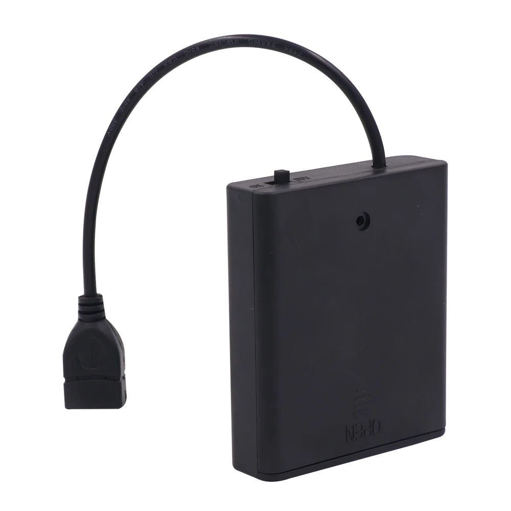 4AA USB/DC Power Battery Box Storage Case Holder For 5V LED Strip Lights Mini Power Supply With Cover And Switch