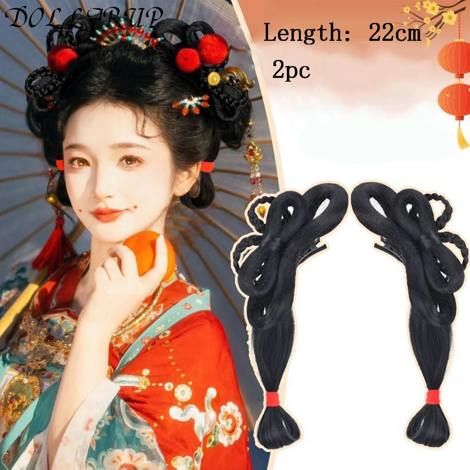 JKL الاصطناعية الصينية التقليدية الرجعية الشعر الأسود Chignon وهمية Hanfu كعكة الشعر وسادة عالية القديمة الأميرة التلفزيون شعر مستعار تأثيري #3