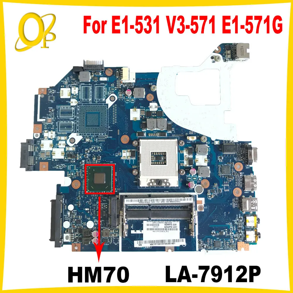 Q5WVH LA-7912P for ACER Aspire E1-531 V3-571 E1-571G V3-571G V3-531G laptop motherboard NBC1F1100 SJTNV HM70 DDR3 fully tested