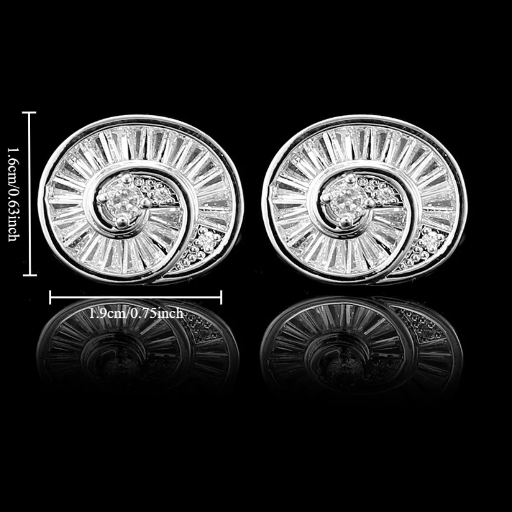 Nautilus Shaped Diamond Studded Cufflinks Spiral Full Diamond Zircon French Shirt Cufflinks Suit Coat Shirt Decoration