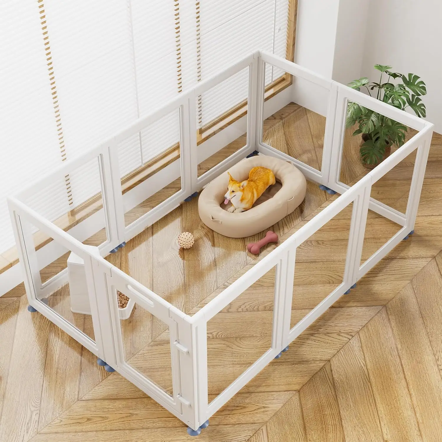 

Clear Acrylic Pet Playpen for Indoor Use, Easy Assemble and Clean, Sturdy Fence for Puppy Cat Bunny