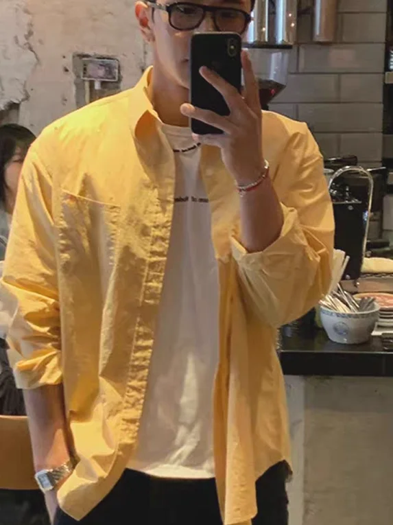 

Premium Cotton Linen Men's Shirt Vintage American Loose Long Sleeve Open Cardigan Casual Workwear Thin Outerwear