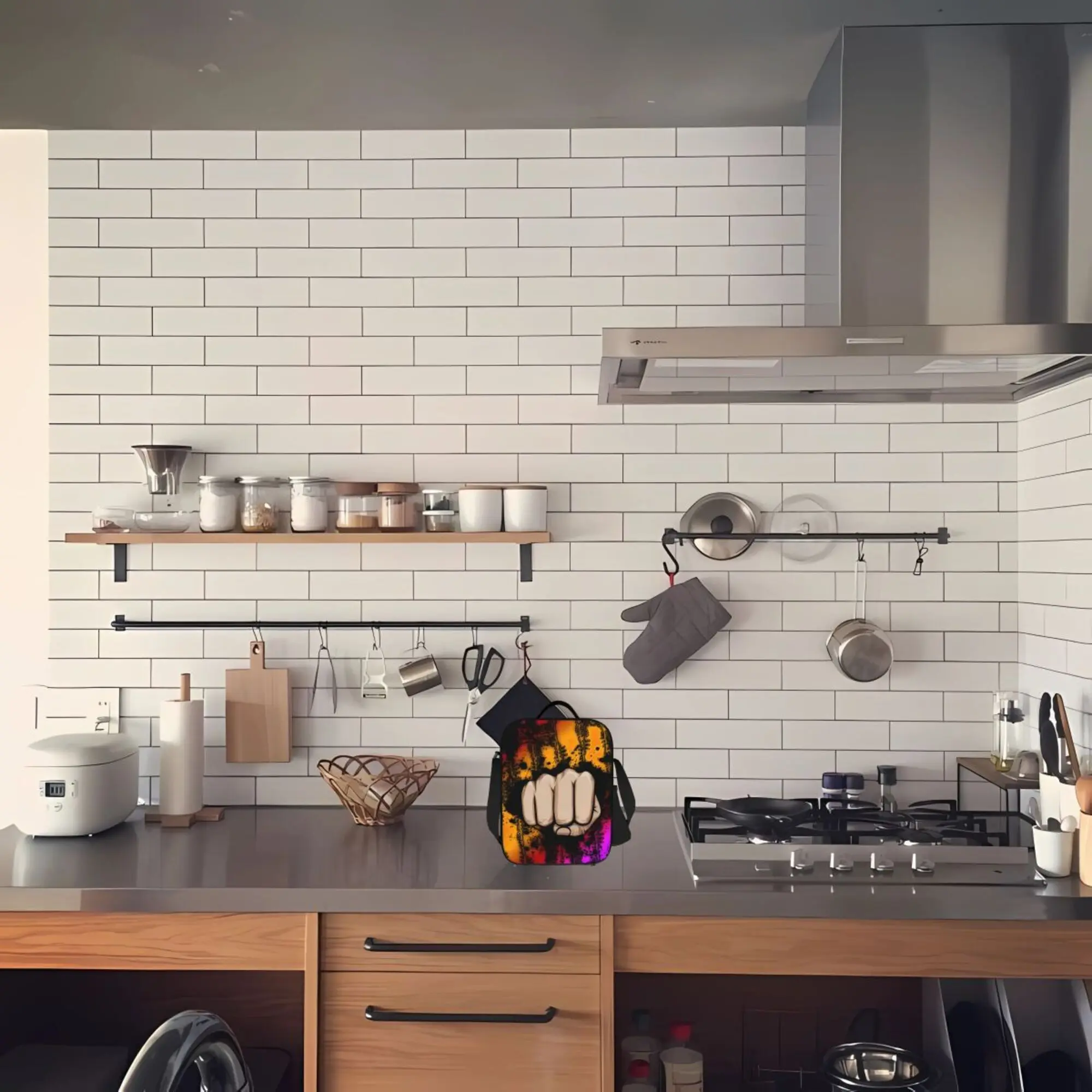 حقيبة تبريد معزولة محمولة بتصميم قبضة قطعة واحدة - قابلة لإعادة الاستخدام، نمط غروب الشمس النابض بالحياة والزهور، مثالية للتخييم والنزهات #3