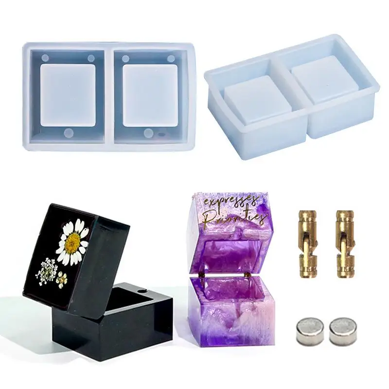 Diamond Ring Box Silicone Mold Square Display Storage Box Making Tool Mold DIY Jewelry Crystal Epoxy Resin Casting Mold