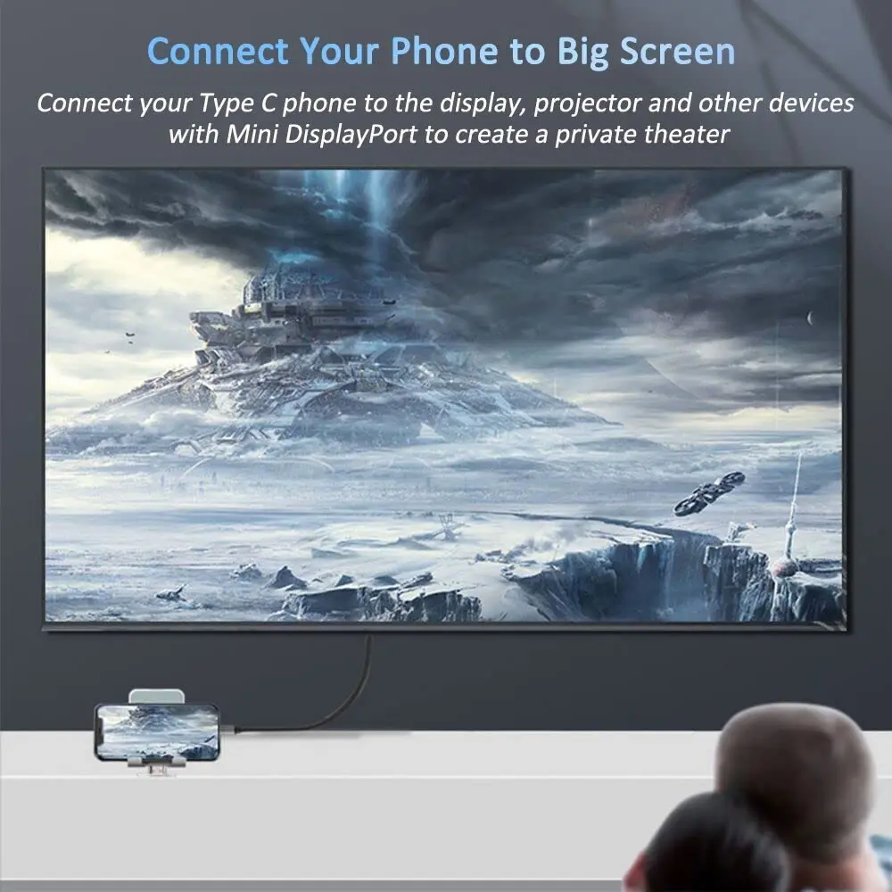 Câble USB C Thunderbolt3 vers Mini DisplayPort, compatible avec Type-C, Macbook Surface Pro, PC vers Mini DP, écran moniteur, 4K, 60Hz