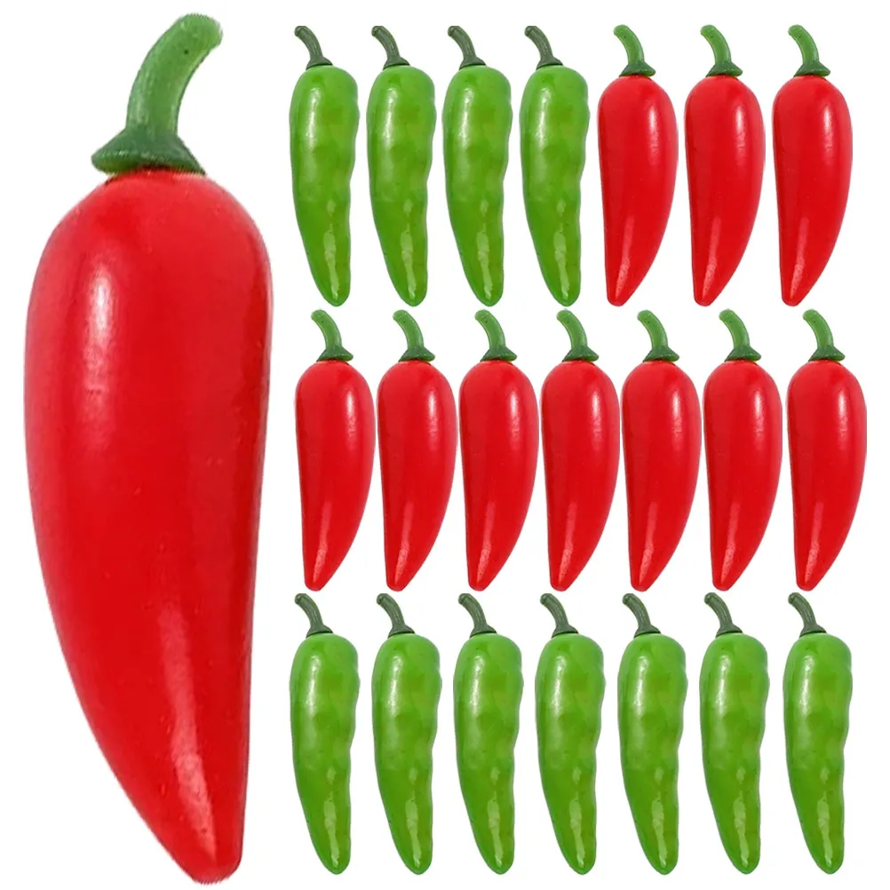 40Pcs Artificial Pepper Decor Lifelike Simulation Chili Pepper Bright Color for Home Shop Restaurant Display Photo Props