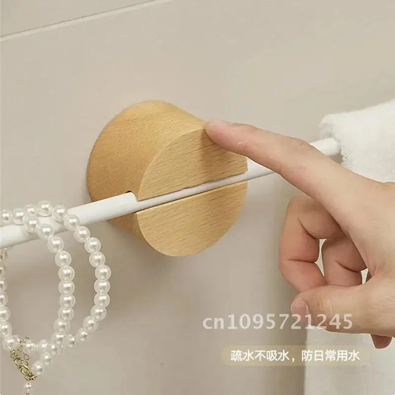 

Bathroom Steel Bar Towel Holder 304 Stainless Towel Beech Single Hanger Mounted Wall Shelf Wood Rack Towel Artistic