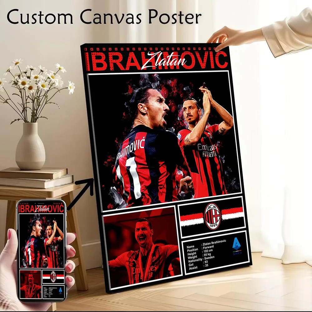 Zlatan Ibrahimović Canvas Poster Customizable Pictures Wall Art Canvas Painting for Living Room Decoration Gaming Wand Deko Home