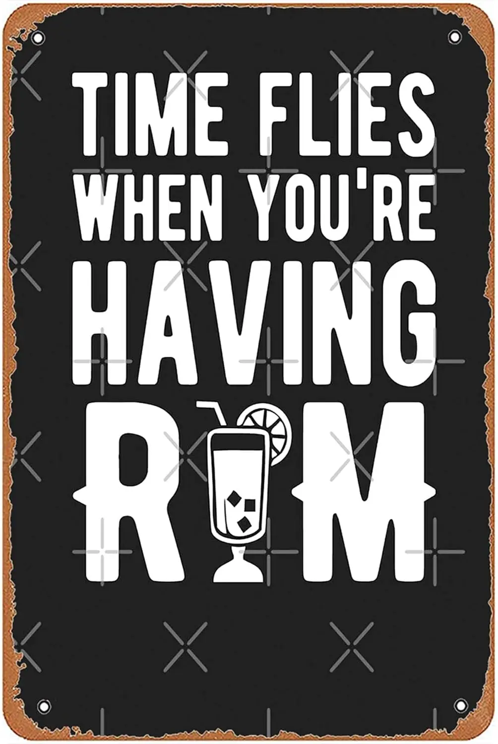 זמן זבובים כאשר אתה מחדש יש סימנים מתכת רום וינטג גבר מערת מטבח בר קיר אמנות מסעדה חווה מתנה 8 x12inch