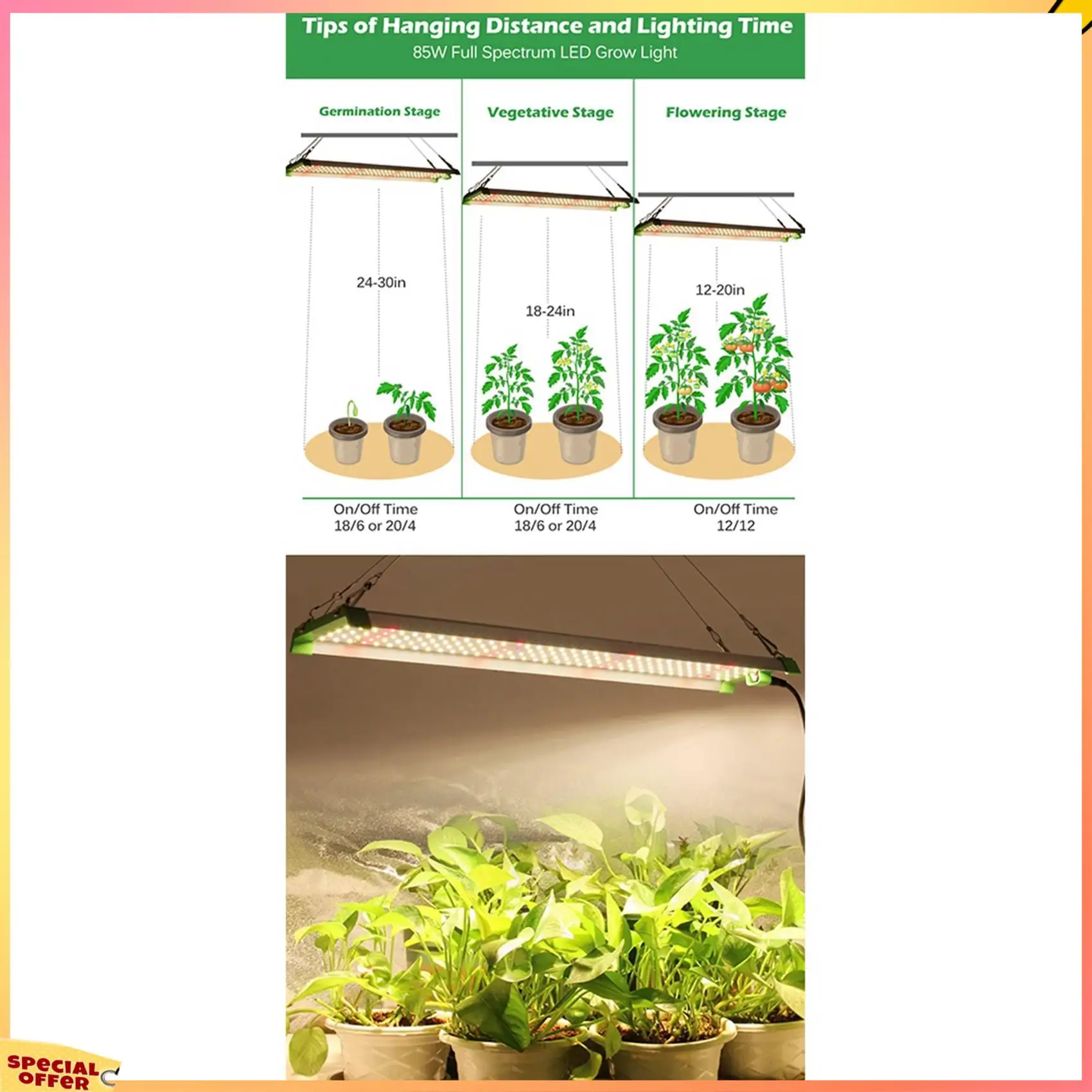 ABFI 2X 85W LED는 실내 온실 수경법 EU 플러그에 대 한 삼성 LM281B 전체 스펙트럼 식물 성장 램프로 빛을 성장