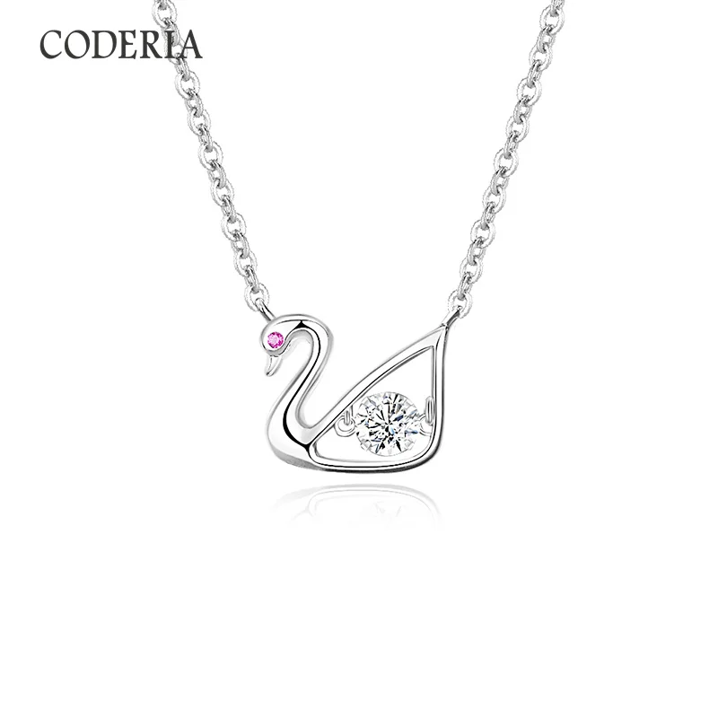 Beating 0.3CT Moissanite Swan Necklace Women 18K White Gold Plated Ocean Heart Fashion 925 Sterling Silver Necklace