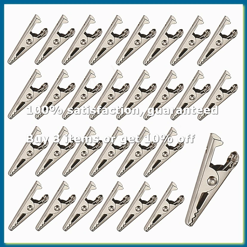Mini Metal Alligator Clips 100PCS 1.06IN 27mm Crocodile Clamps Silver Tone Nickel Plated Test Line Spring