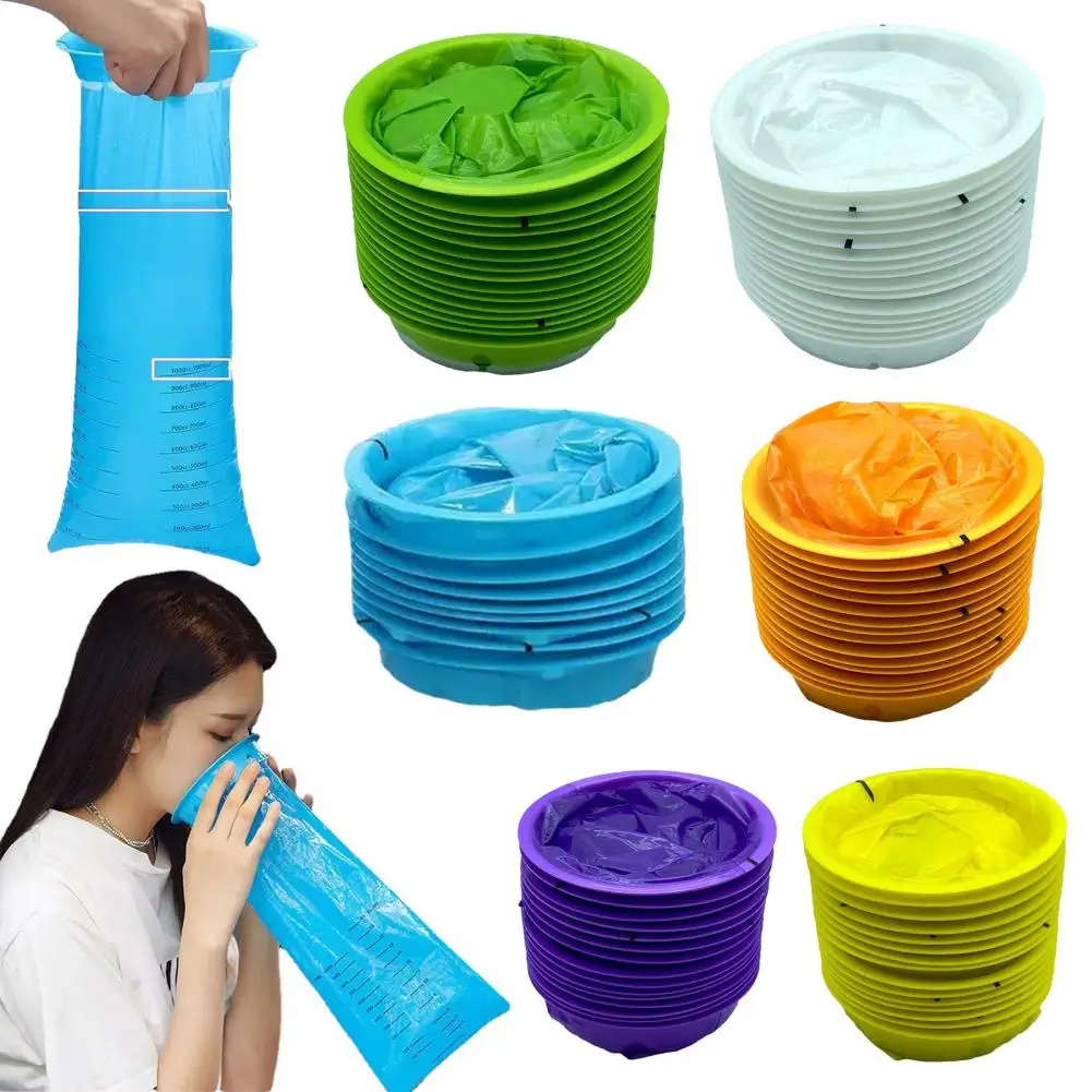 25 Pcs 1000ML Disposable Vomit Bag Portable Car Throw Up Bags Hospital Graded Puke Bags Road Trip Motion Cleaning Sickness Bags