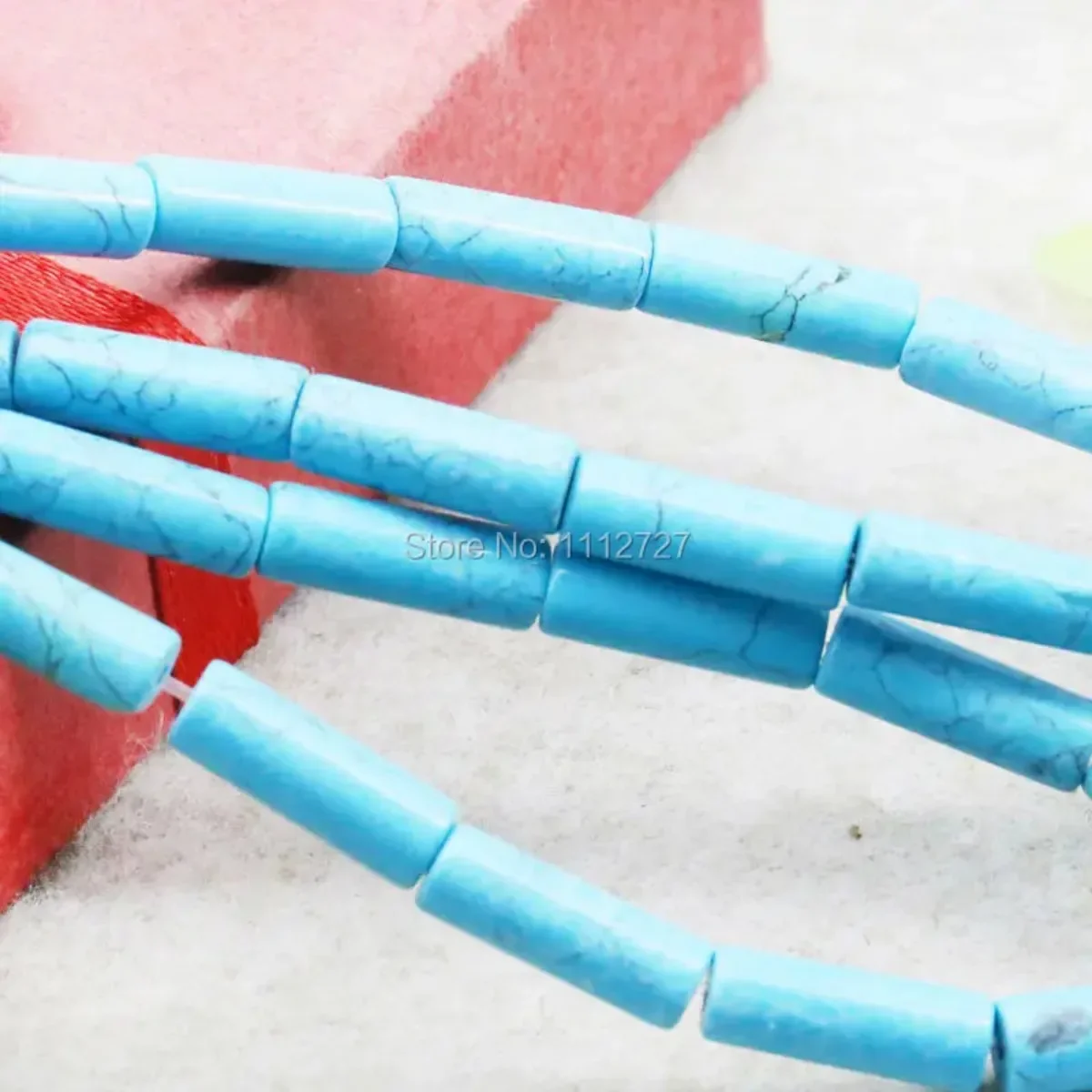 Accessory Crafts Blue Turkey Turquoise Howlite Chalcedony Loose DIY Beads Stone Bamboo Tube Jewelry Making 15inch 5X14mm Fitting