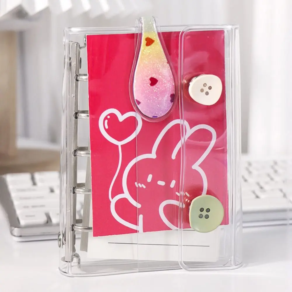 Fashion Transparent M5 binder Multiple Colors 5-hole Loose leaf notebook double-buckle PVC Mini binder Gift