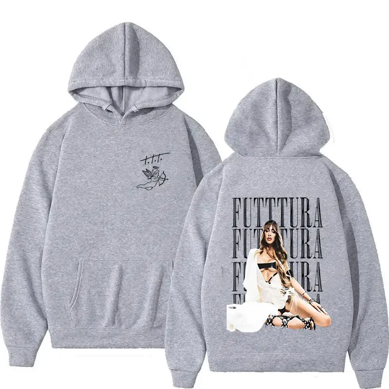 المغني TINI STOESSEL Tour 2025 Harajuku الجمالية المتضخم هوديس رجالي الخريف/الشتاء الصوف عادية القوطية كم طويل البلوز