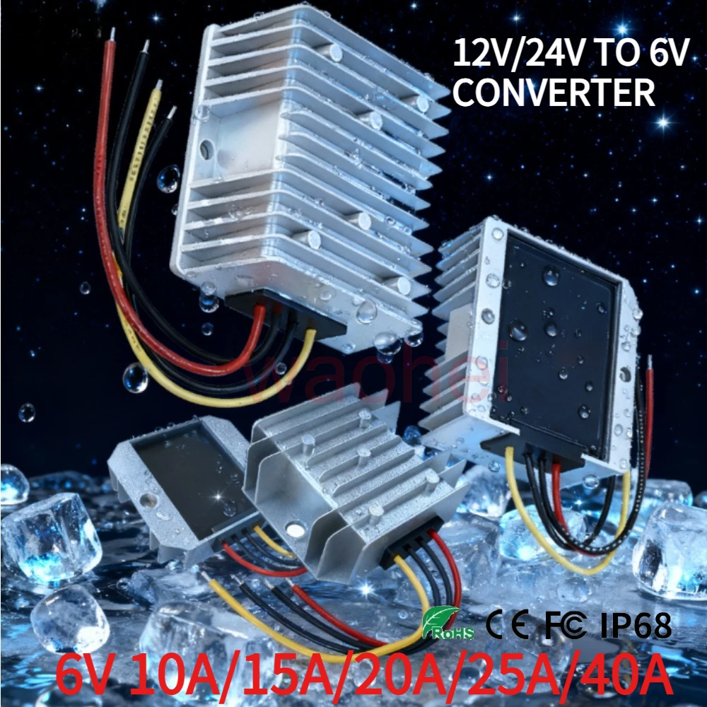 

12V24V to 6V 5A 10A 15A 20A 25A 30A 40A DC DC Step Down Power Converter Voltage Stabilizer Buck Module Power Supply for Car Toys