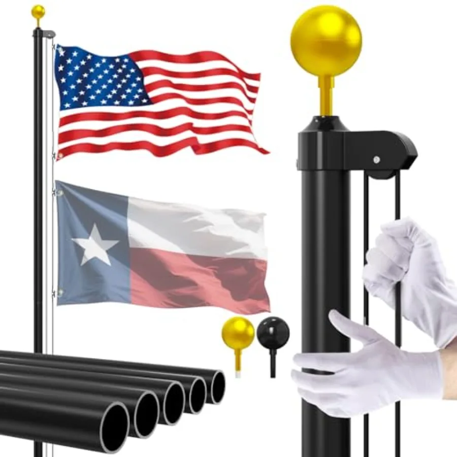 

Ryzenthr 20 Feet Flag Pole Kit for Outside, 14 Gauge Heavy Duty Flagpole Kit for Yard, Extra Thick Outdoor Flag Poles with 3x5