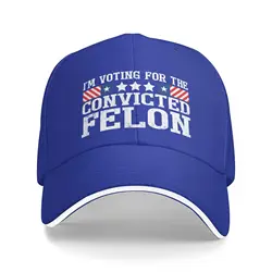 I'm Voting for The Convicted Felon Funny Trump Mugshot 2024 Baseball Cap Fashionable Mesh Camping Hat with Adjustable Size