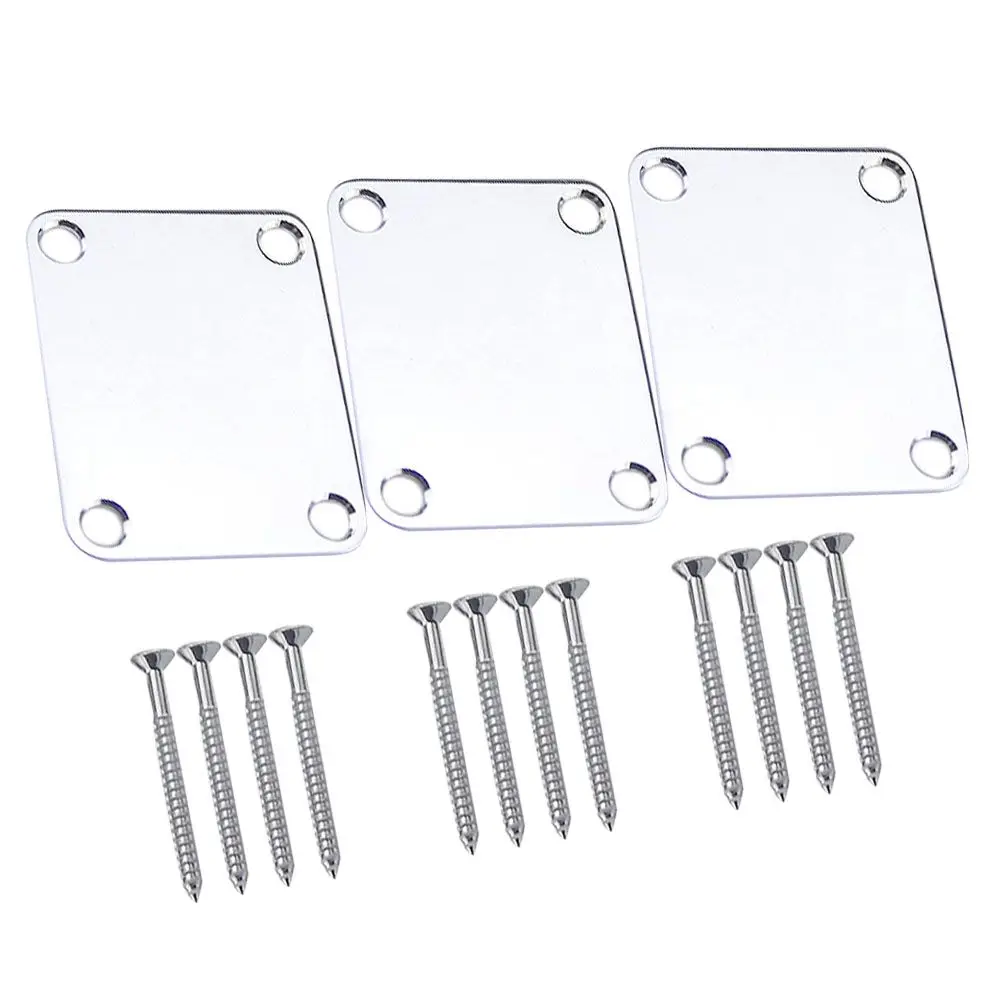 

3 Pcs Musical Instrument Reinforcement Board Guitar Neck Fixing Plate Parts Metal Screw Gasket Attachment