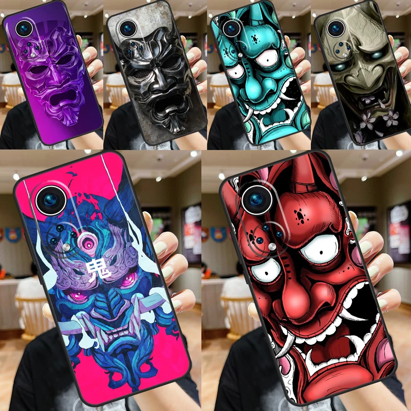 Japanese Oni Hannya Demon Mask Case For Honor X9b X8b X6 X7 X8 X9 X6a X7a X8a X9a Honor 70 50 90 Lite Magic 6 5 Pro Cover