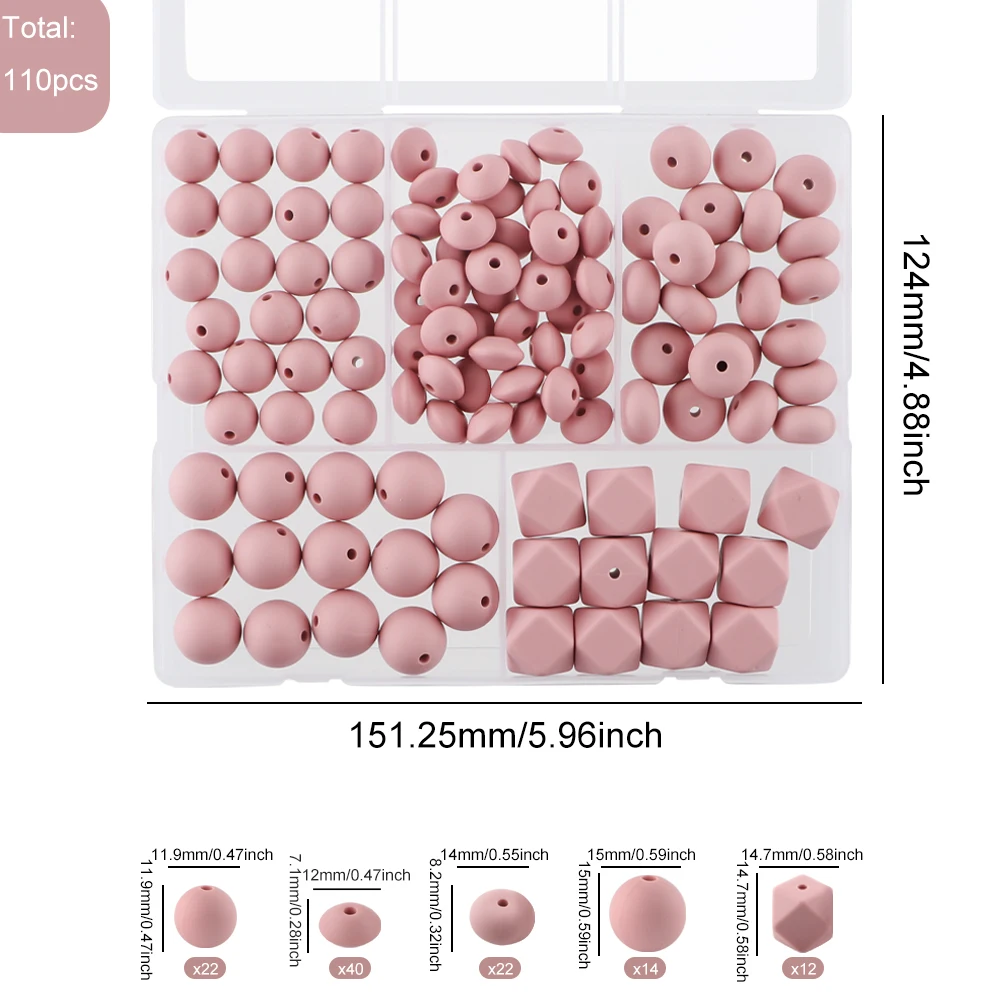 Kovict 110 Pieces Silicone Beads Multicolor 7