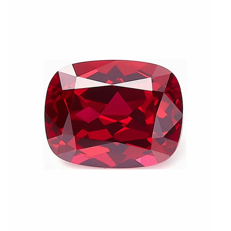 Hübscher rechteckiger, kissenförmiger Rubin in der Größe 12 x 16 mm, Farbe „Taubenblut“, für Schmuckanhänger, zum Basteln von Schmuckstücken, zur Sammlung oder zum Einsetzen als Edelstein. – Detail 7
