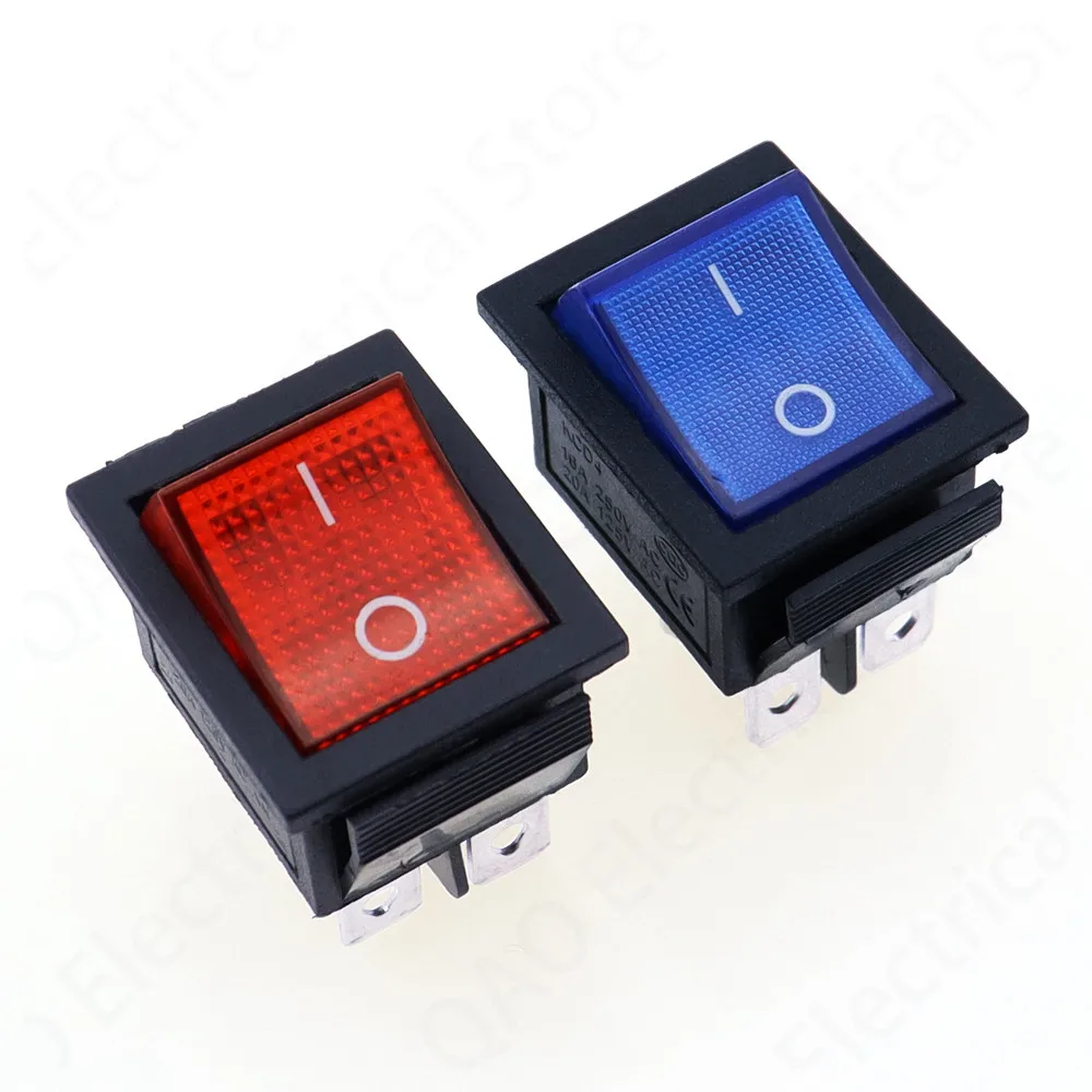 5Pcs Latching Rocker Switch Power switch I/O 4 Pins with Light 16A 250VAC 20A 125VAC KCD4