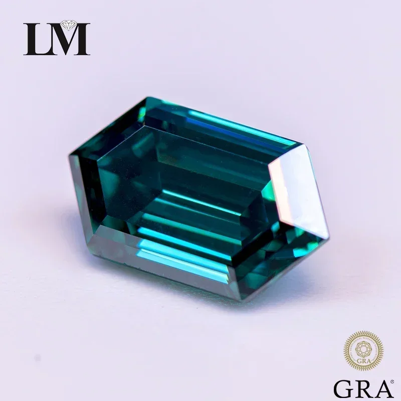 

L-Муассанит, длинная шестиугольная огранка, изумрудно-зеленый, первичный цвет, выращенный в лаборатории драгоценный камень для самостоятельного изготовления ювелирных изделий с сертификатом
