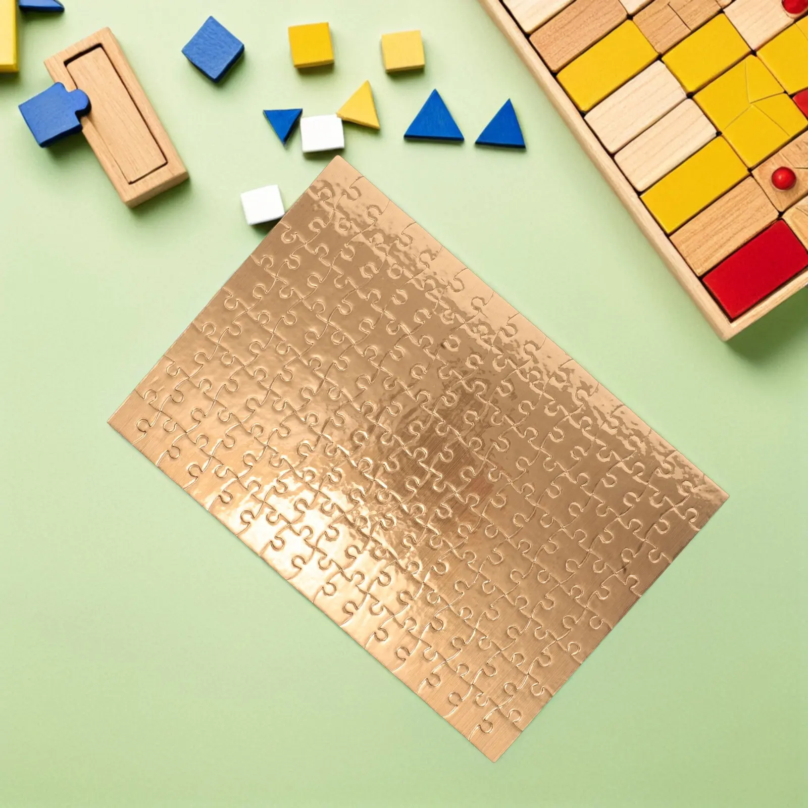 

4 Sets Children's Blank Puzzle Golden Border Perfect for DIY Drawing Coloring Craft Sublimation Jigsaw Puzzles Creative Family