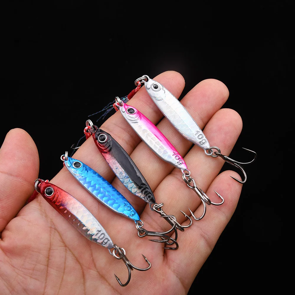 5 Stück, 4,5 cm/10 g, Metall-Jig zum Weitwurf mit Doppelhaken, VIB-Kunstköder für Süß- und Salzwasser – ein fantastischer Angelköder. – Detail 2