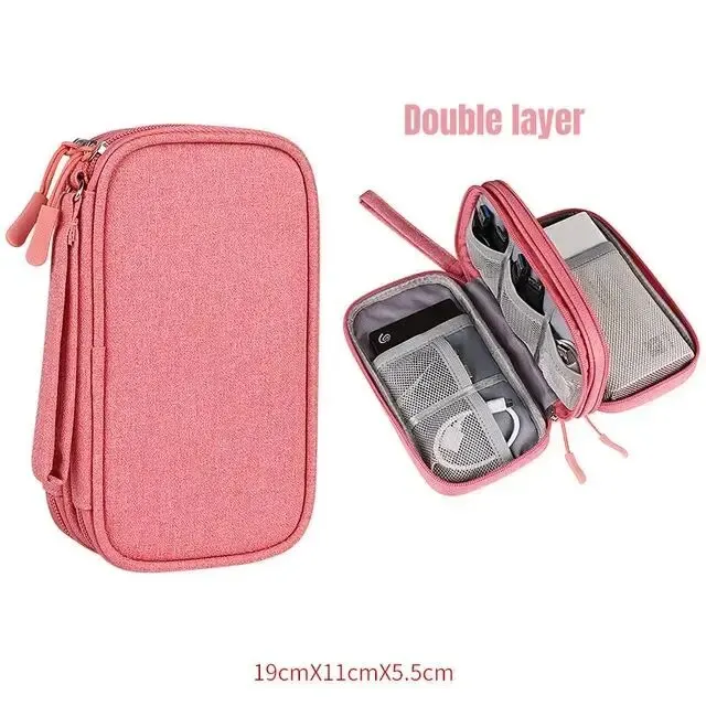 1Pc NIEUWE Reisorganisator Tas Kabelopslag Organisatoren Pouch Draagtas Draagbare Waterdichte Dubbele Lagen Opbergzakken Kabelsnoer