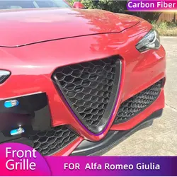 Dry Carbon Car Front V Shield Grill Frame for Alfa Romeo Giulia Sport Quadrifoglio Sedan 4-Door 2016-2018 Racing Front Grills