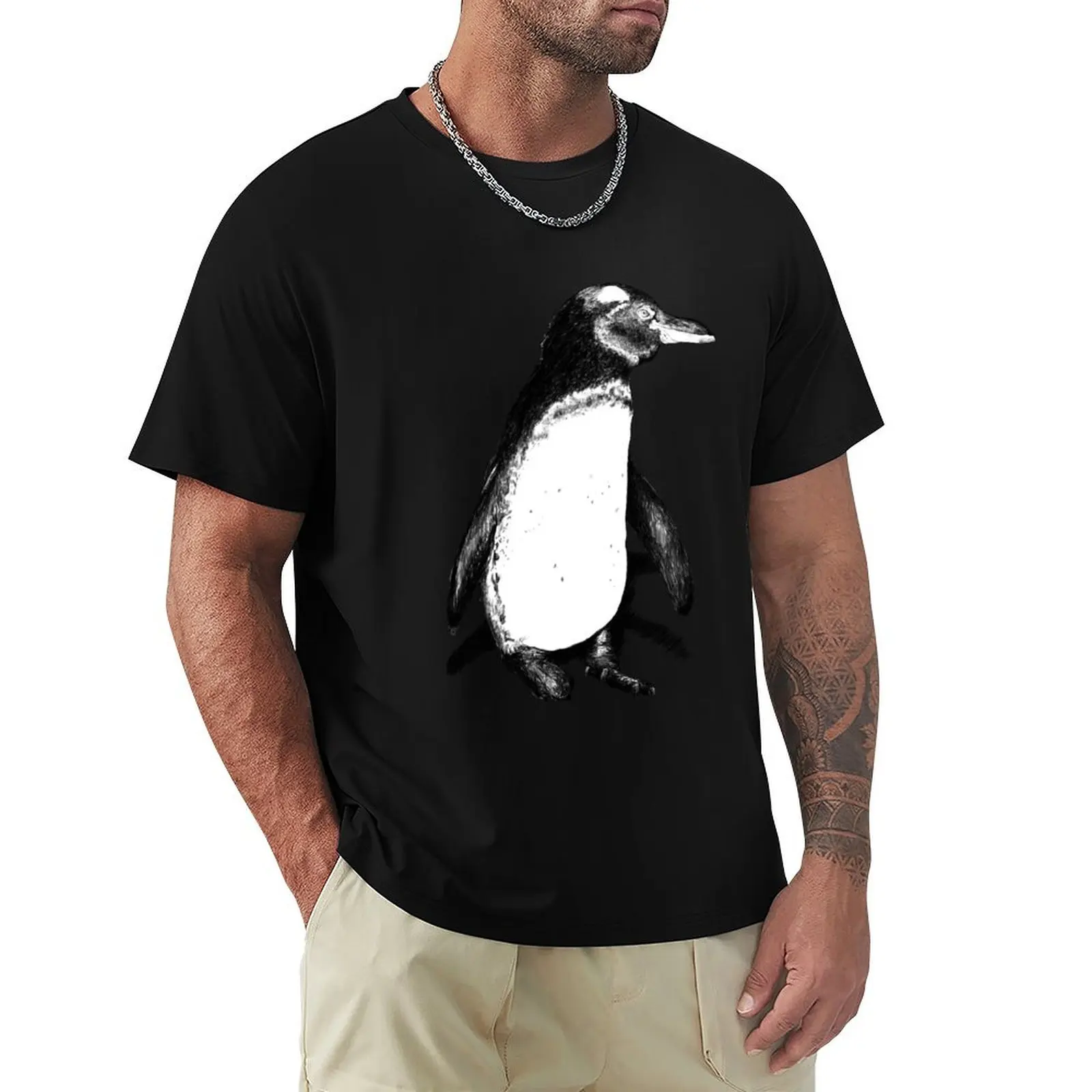 Camiseta con dibujo de pingüino de Galápagos, camiseta informal de estilo laboral con diseño de especies en peligro de extinción