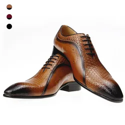 Vestido de cuero genuino para Hombre, Zapatos formales puntiagudos de lujo para oficina, boda, transpirables