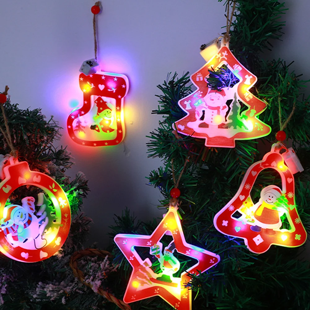 Christmas Decoration Window Light Hanging Ornaments Battery Christmas Window Lighted Decorations For New Year Decoration